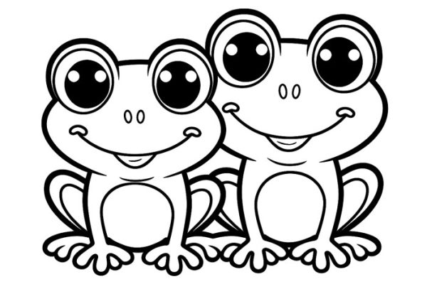 Coloring book pages of frogs